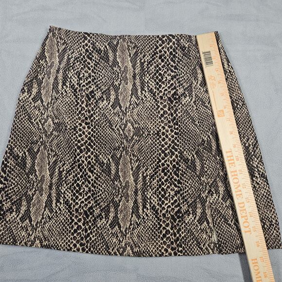 Vtg 90s Y2K Mini Skirt Set Size 7 Brown Snakeskin Slit USA Square Neck Mandee - Picture 16 of 16
